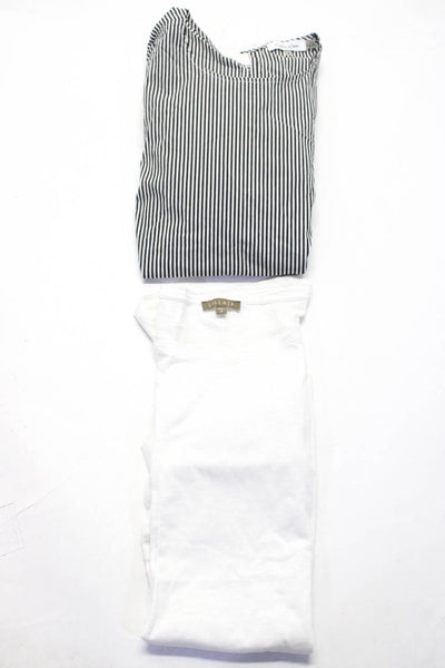 Lilla P Calvin Klein Womens Long Sleeve Shirts White Gray Small Medium Lot 2