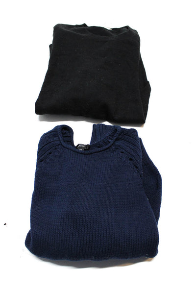 J Crew Womens Knit Crew Neck Sweatshirts Black Navy Blue Size XS Medium Lot 2