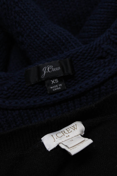 J Crew Womens Knit Crew Neck Sweatshirts Black Navy Blue Size XS Medium Lot 2