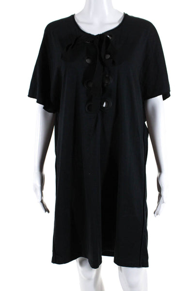 3.1 Phillip Lim Womens Cotton Lace-Up Sleeveless T-Shirt Dress Black Size L