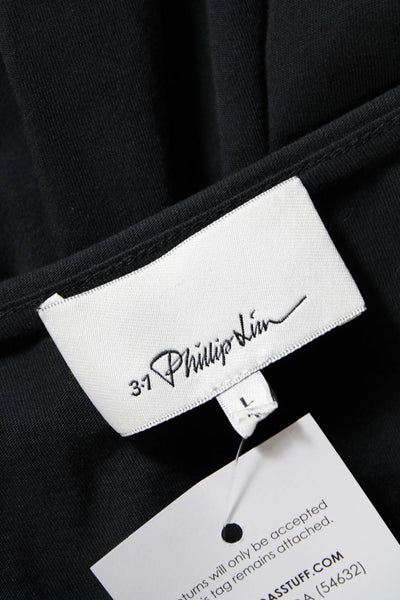 3.1 Phillip Lim Womens Cotton Lace-Up Sleeveless T-Shirt Dress Black Size L