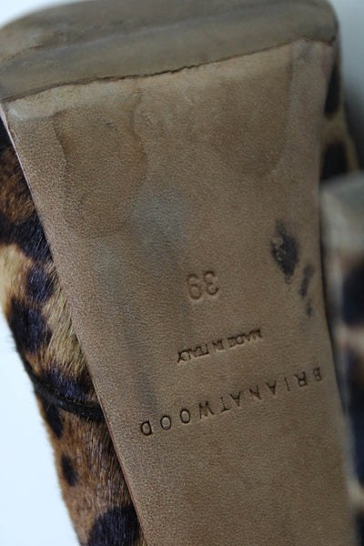 Brian Atwood Womens Textured Animal Print Platform Stiletto Heels Brown Size 39