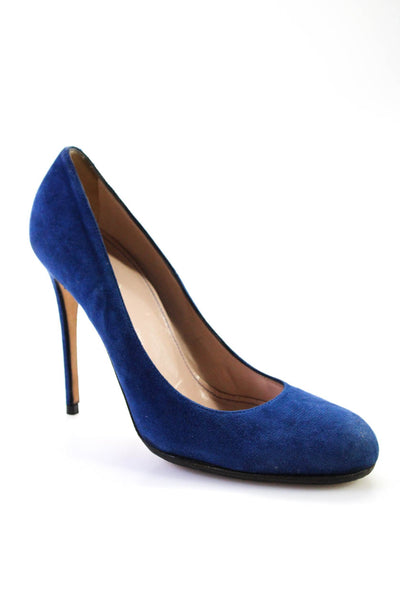 Vero Cuoio Womens Solid Suede Round Toe High Heel Blue Size 38.5