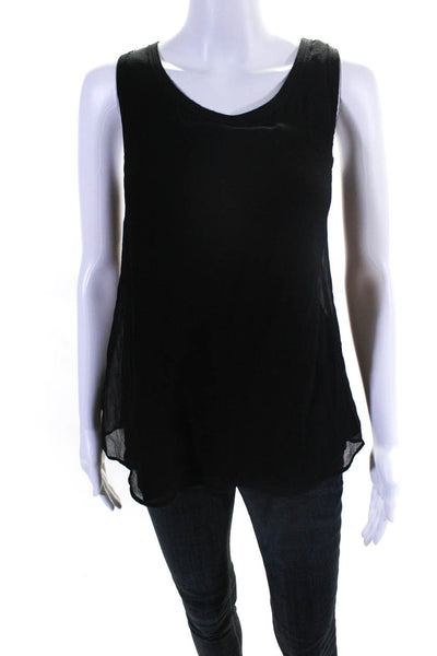 Comptoir Des Cotonniers Women's Silk Scoop Neck Tank Top Black Size 3