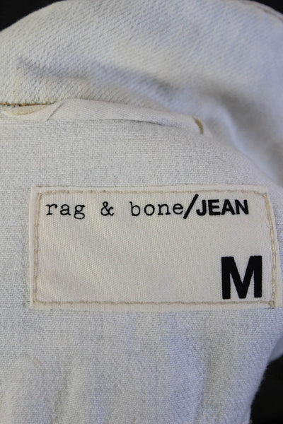 Rag & Bone Jean Womens Button Front Leather Sleeve Jean Jacket Blue Black Medium