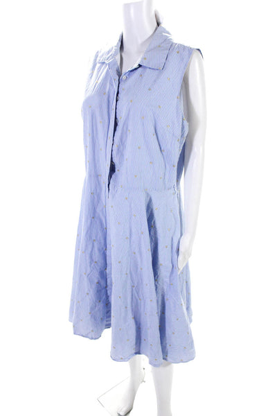 Badgley Mischka Womens Blue Stripe Day Dress Size 16 14186522