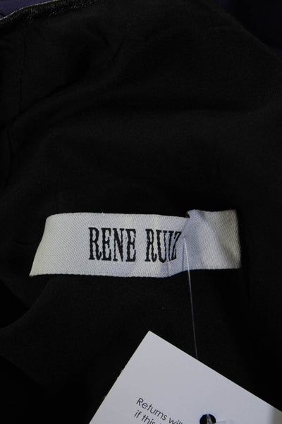 Rene Ruiz Womens Crepe Scoop Neck Short Sleeve Sheath Dress Purple Size M