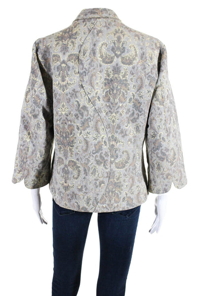Edun Women's Floral Print Cotton Blend Three Button Blazer Multicolor Size L