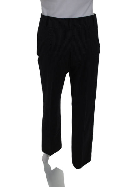 Fiore Women's Striped Pleated Pants Two Button Blazer Suit Set Black Size 2