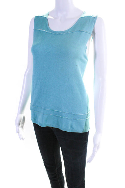 Nicole Miller Collection Womens Silk Shell Sweater Blue Size Large