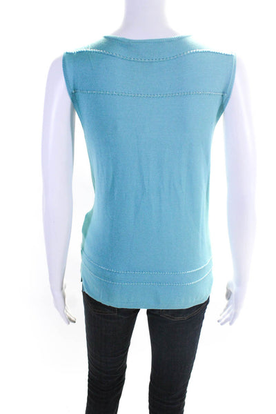 Nicole Miller Collection Womens Silk Shell Sweater Blue Size Large