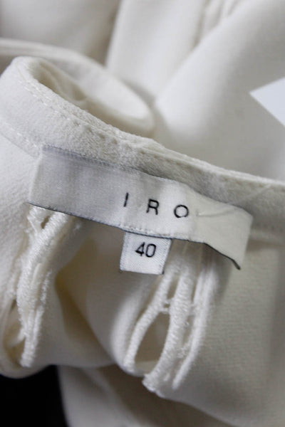 IRO Womens White Cut Out Crew Neck Sleeveless Blouse Top Size 40