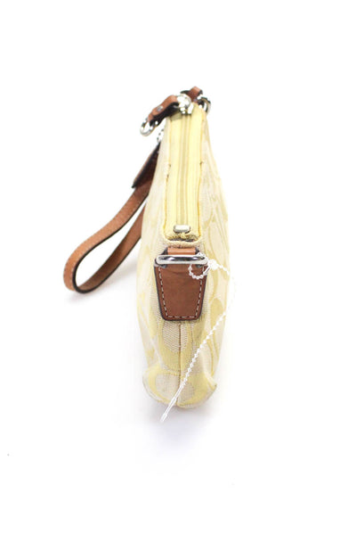 Coach Women's Monogram Canvas Wristlet Clutch Handbag Light Yellow