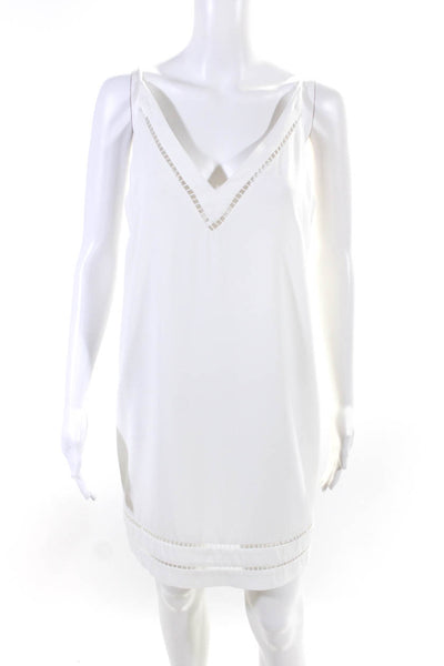 Zimmermann Womens Ladder Stitch V Neck Sleeveless Shift Dress White 0