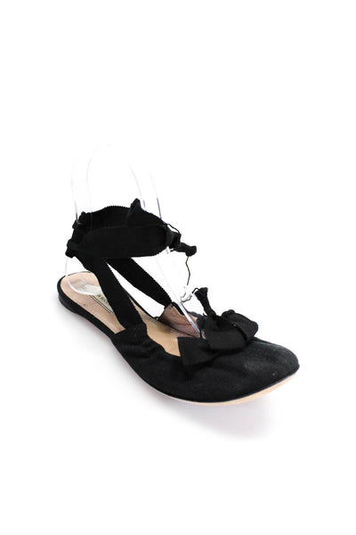 Nina Ricci Womens Grosgrain Slingback Ballet Flats Black Cotton Size 37.5