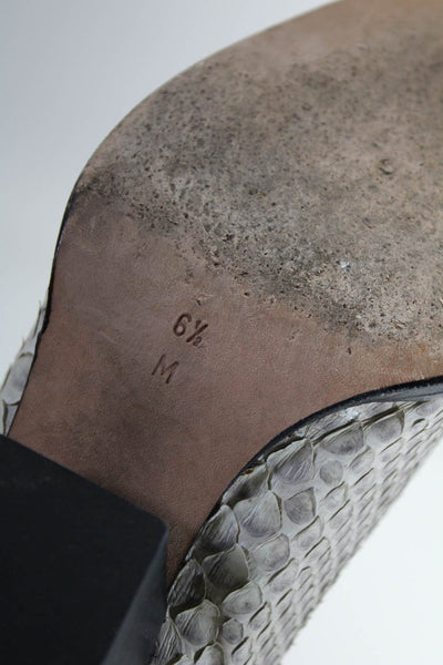 Michael Kors Womens Block Heel Pointed Toe Snakeskin Boots Gray White Size 6.5M