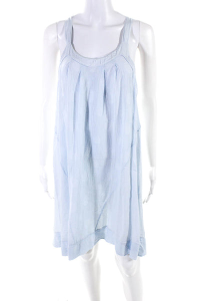 La Vela Womens Sleeveless Scoop Neck Dotted Short Dress Blue Cotton Size Large