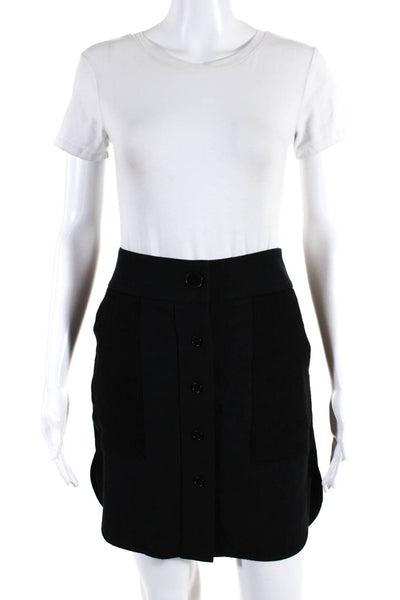 Grey Jason Wu Womens Solid Button Front Mini Skirt Black Size 4