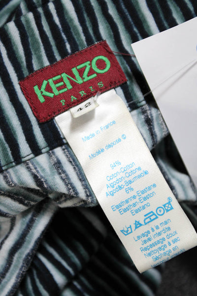 Kenzo Womens Cotton Knit Striped Sleeveless Blouse Top Blue Size 42