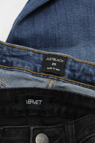 Just Black Vervet Womens Distressed Skinny Jeans Black Blue Size 25 Lot 2