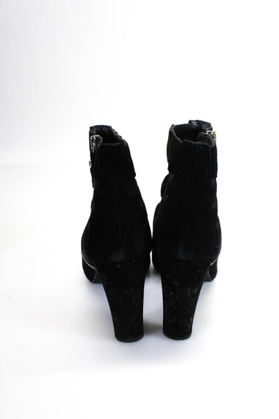 Stuart Weitzman Womens Side Zip Cut Out Airliner Booties Black Suede Size 9.5M