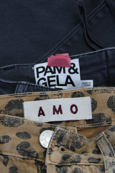 Amo Pam & Gela Womens Loverboy Jeans Pants Brown Gray Size 24 25 Lot 2
