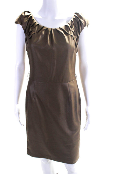Twelfth Street by Cynthia Vincent Womens Scoop Neck Sheath Dress Brown Small