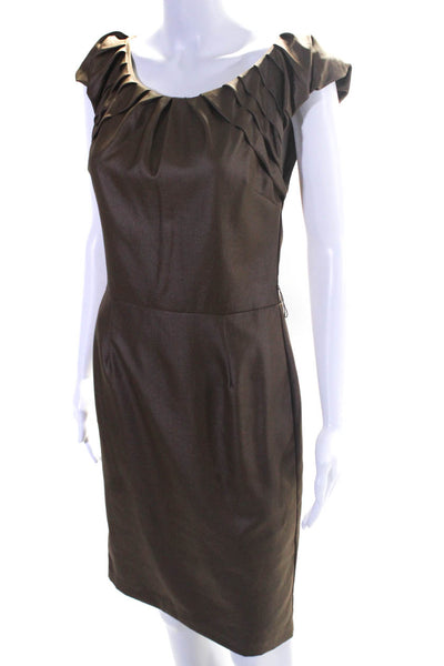 Twelfth Street by Cynthia Vincent Womens Scoop Neck Sheath Dress Brown Small