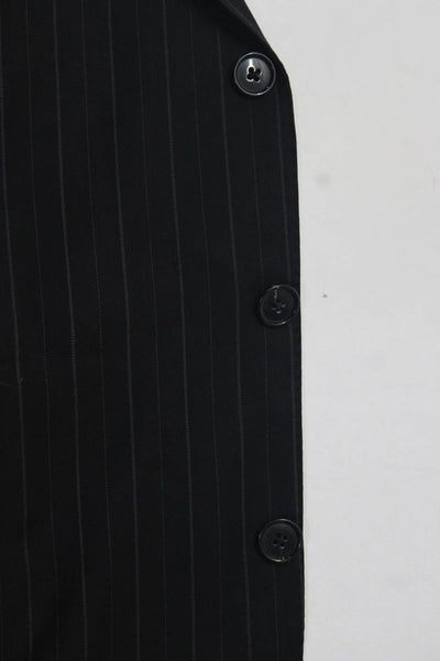 Ermenegildo Zegna Men's Wool Striped Three Button Blazer Black Size IT. 56