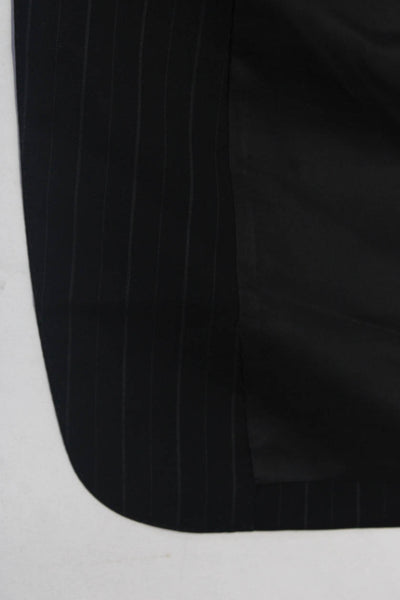 Ermenegildo Zegna Men's Wool Striped Three Button Blazer Black Size IT. 56