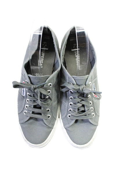 Superga Womens Textured Woven Lace-Up Darted Low-Top Gray Sneakers Size 39.5