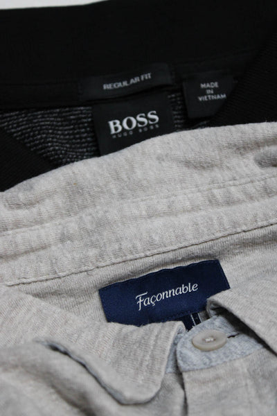 Faconnable Boss Hugo Boss Mens Beige Gray Color Block Polo Shirt Size XL L Lot 2