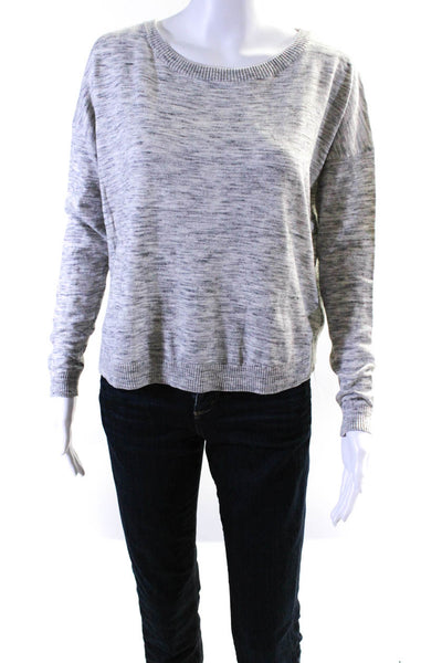 Feel the Piece Terre Jacobs Womens Scoop Neck Abstract Cotton Sweater Gray Size