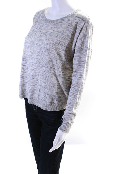 Feel the Piece Terre Jacobs Womens Scoop Neck Abstract Cotton Sweater Gray Size