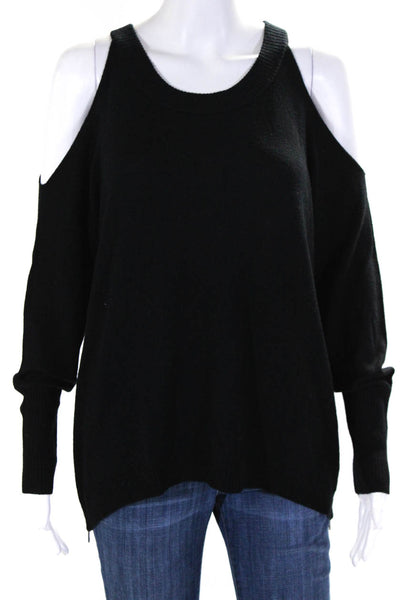 Ramy Brook Womens Off Shoulder Solid Merino Wool Sweater Black Size Medium