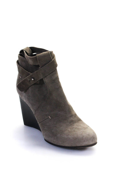 Costume National Womens Side Zip Ankle Strap Booties Gray Suede Size 37