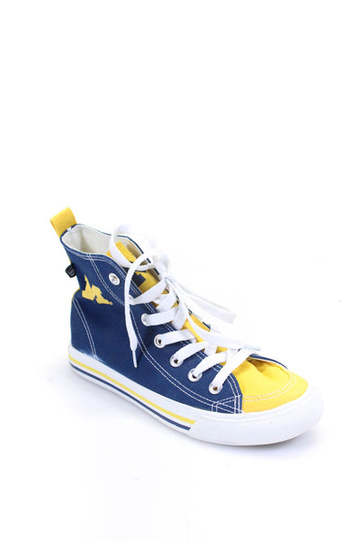 SKICKS Womens Lace Up Colorblock High Top M Sneakers Blue Yellow Canvas Size 7