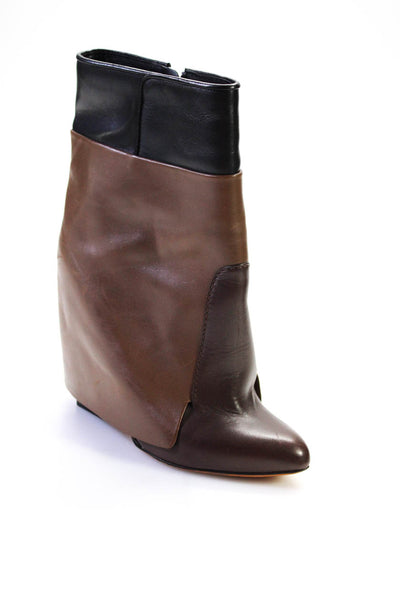 Givenchy Womens Leather Shark Ankle Boots Brown Black Size 36.5 6.5