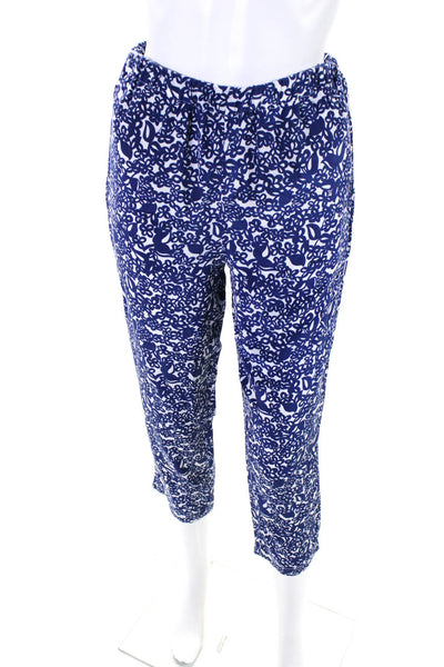 Marni Womens Floral Print Drawstring Tapered Pants Blue Size XS