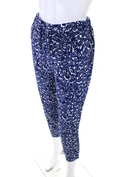 Marni Womens Floral Print Drawstring Tapered Pants Blue Size XS