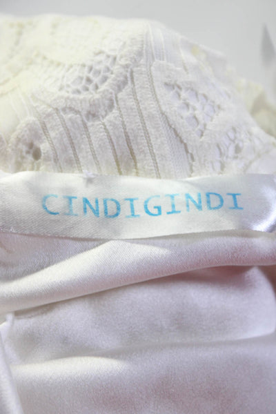Cindi Gindi Women's Lace Scoop Neck Sleeveless Blouse White Size L