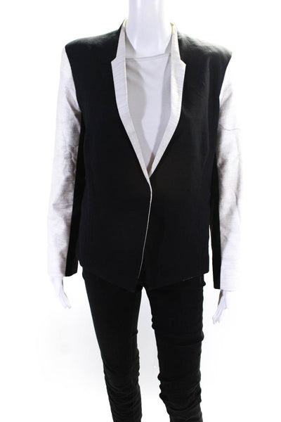 Helmut Lang For Intermix Women's Cotton Linen One Button Blazer Black Size 8