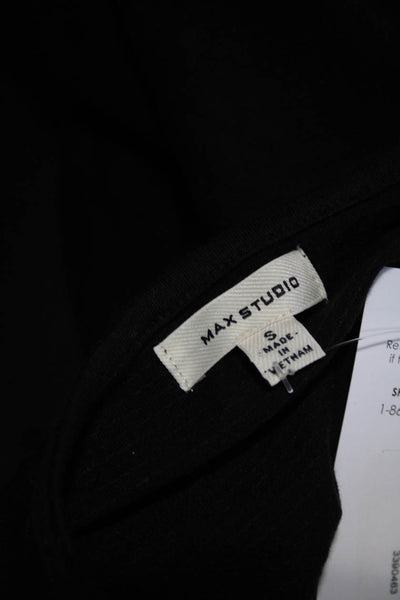 Max Studio Womens Cotton Split Hem Scoop Neck Henley Tank Top Black Size S