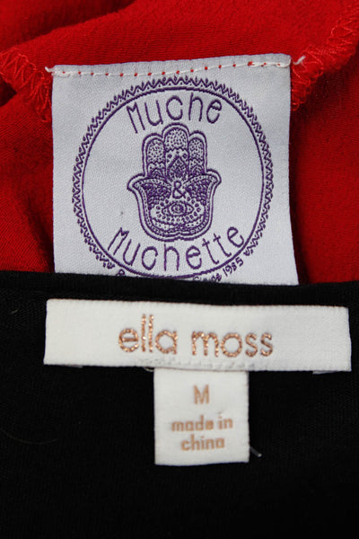 Ella Moss Muche Muchette Womens Tops Blouses Black Red Size M OS Lot 2