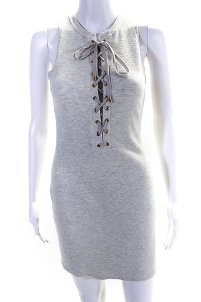 Derek Lam 1OC Womens Lace Detail Sleeveless Dress Gray Size Small