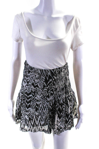 IRO Womens Smocked A Line Mini Skirt Black White Size EUR 34