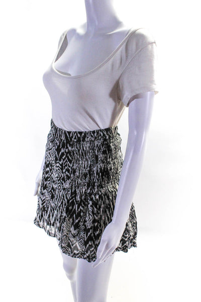 IRO Womens Smocked A Line Mini Skirt Black White Size EUR 34