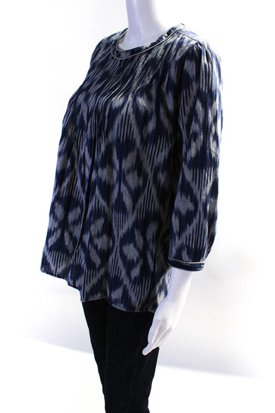 Scotch And Soda Womens Cotton Ikat Long Sleeve Blouse Top Blue Size 2