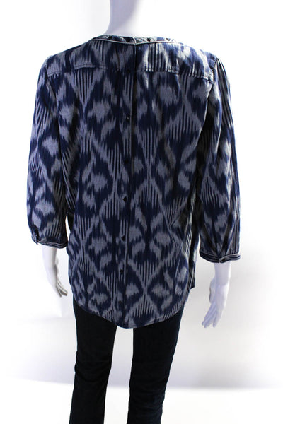 Scotch And Soda Womens Cotton Ikat Long Sleeve Blouse Top Blue Size 2