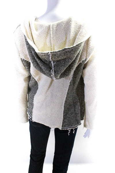 Drew Womens Cotton Knit Two Tone Hooded Cardigan Gray Size M